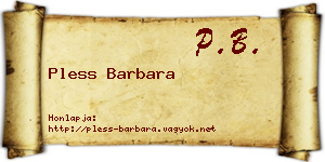 Pless Barbara névjegykártya